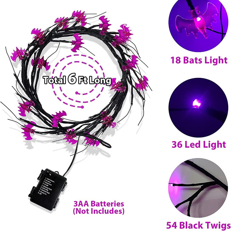 Enchanting LED Twig Garland for Spooky Outdoor Decor