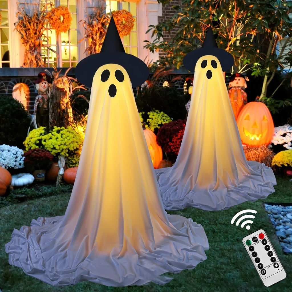 Illuminated Ghost Yard Decoration for Spooky Outdoor Fun