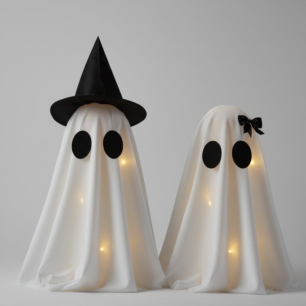 Charming Ghostly Illuminations: Set of Two for Halloween Decor
