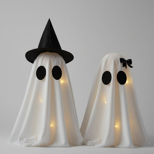 Charming Ghostly Illuminations: Set of Two for Halloween Decor