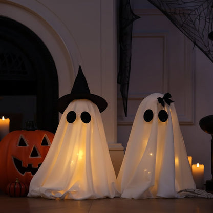 Charming Ghostly Illuminations: Set of Two for Halloween Decor