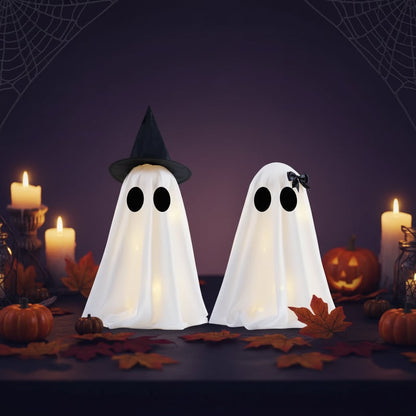 Charming Ghostly Illuminations: Set of Two for Halloween Decor