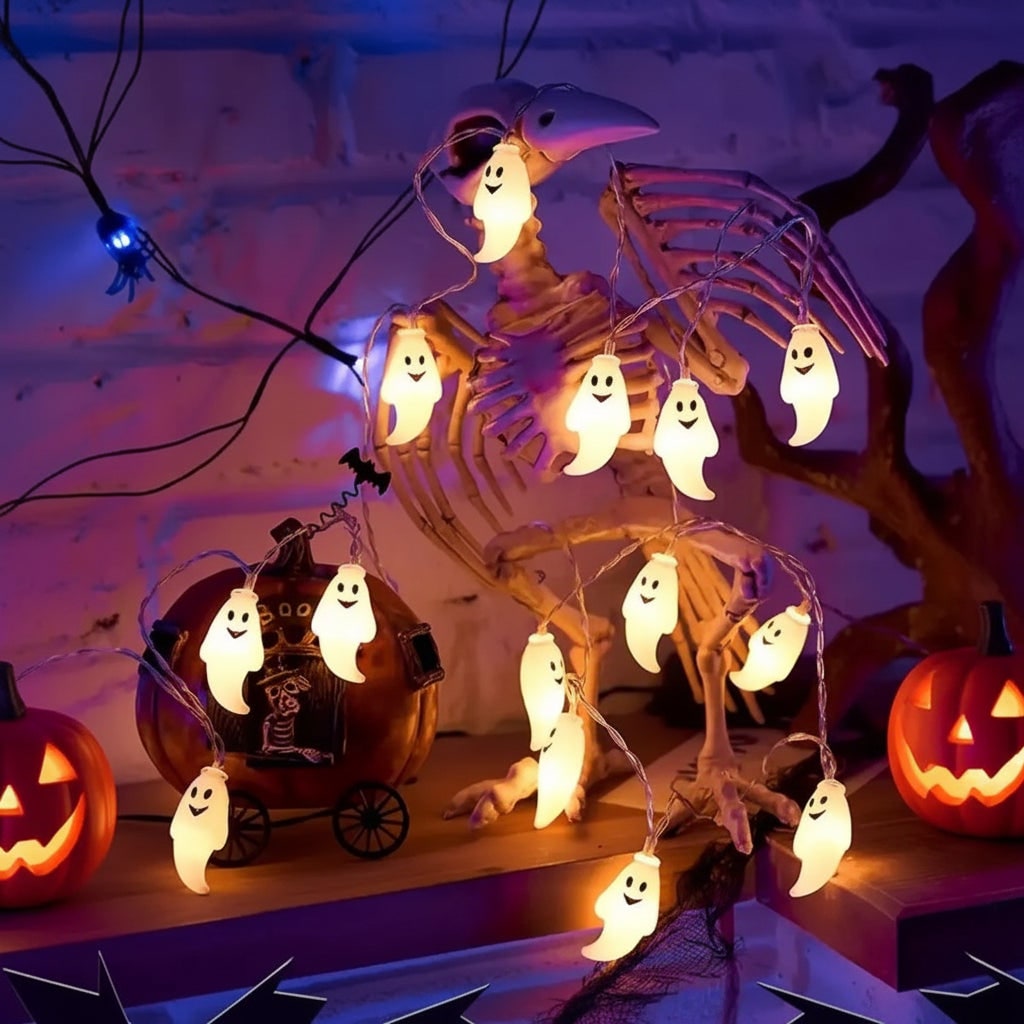 Spooky Spirit String Lights - Battery-Powered Halloween Decor