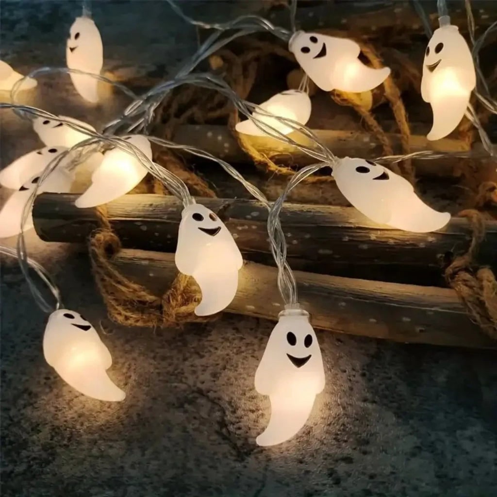 Spooky Spirit String Lights - Battery-Powered Halloween Decor