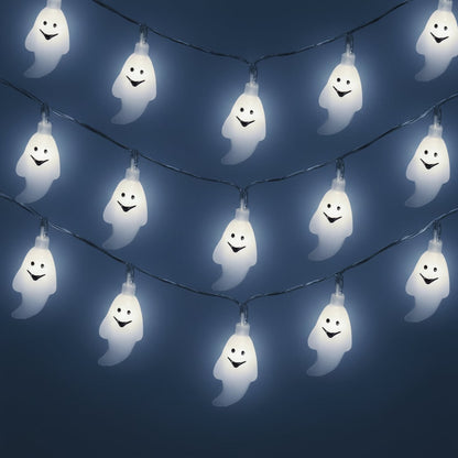 Battery-Operated LED Ghost Lights for Outdoor Halloween Ambience