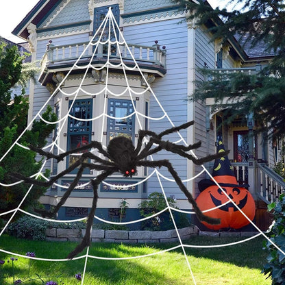 Spooktacular Spider Web Display for Halloween Yard Decor
