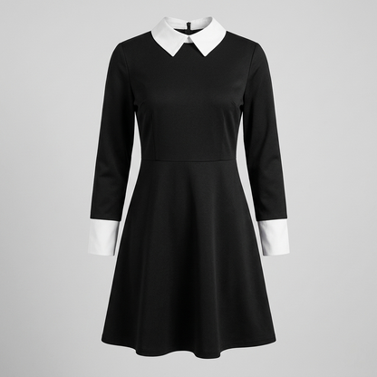 Gothic Schoolgirl Costume Dress with White Collar & Braids