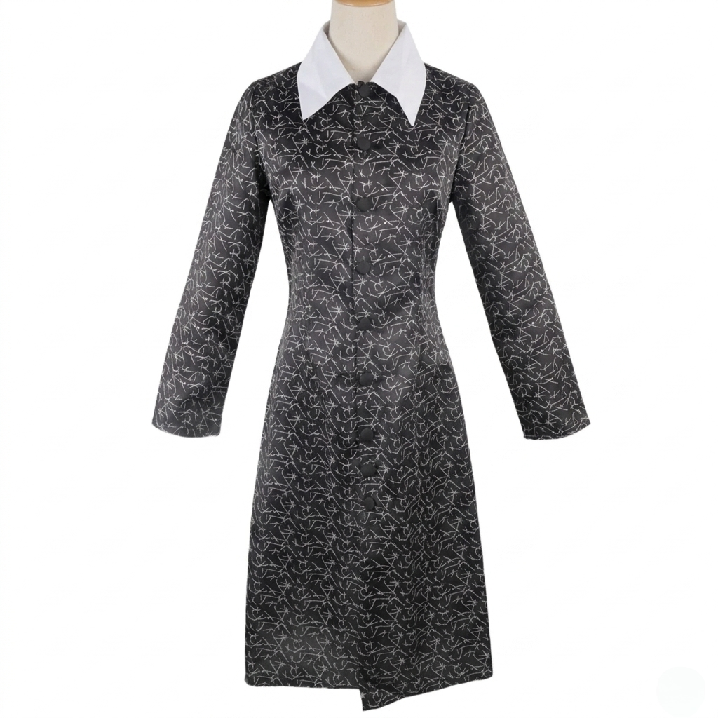 Gothic Schoolgirl Costume Dress with White Collar & Braids