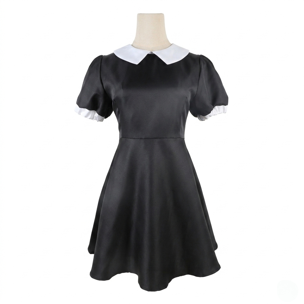 Gothic Schoolgirl Costume Dress with White Collar & Braids