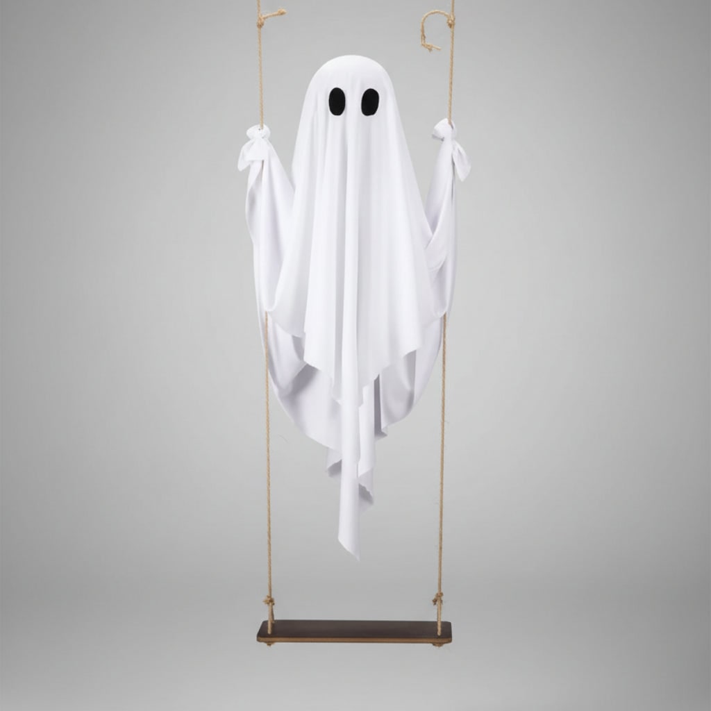 Illuminated Ghostly Swing Decoration for Outdoor Halloween Festivities