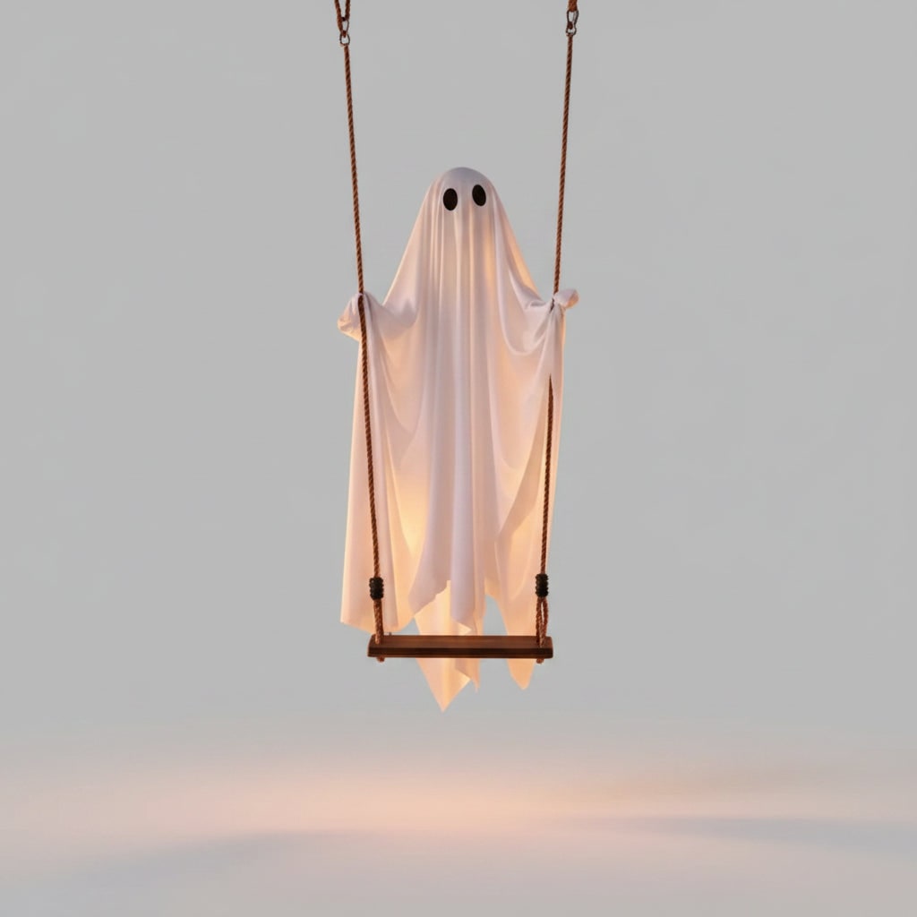 Illuminated Ghostly Swing Decoration for Outdoor Halloween Festivities