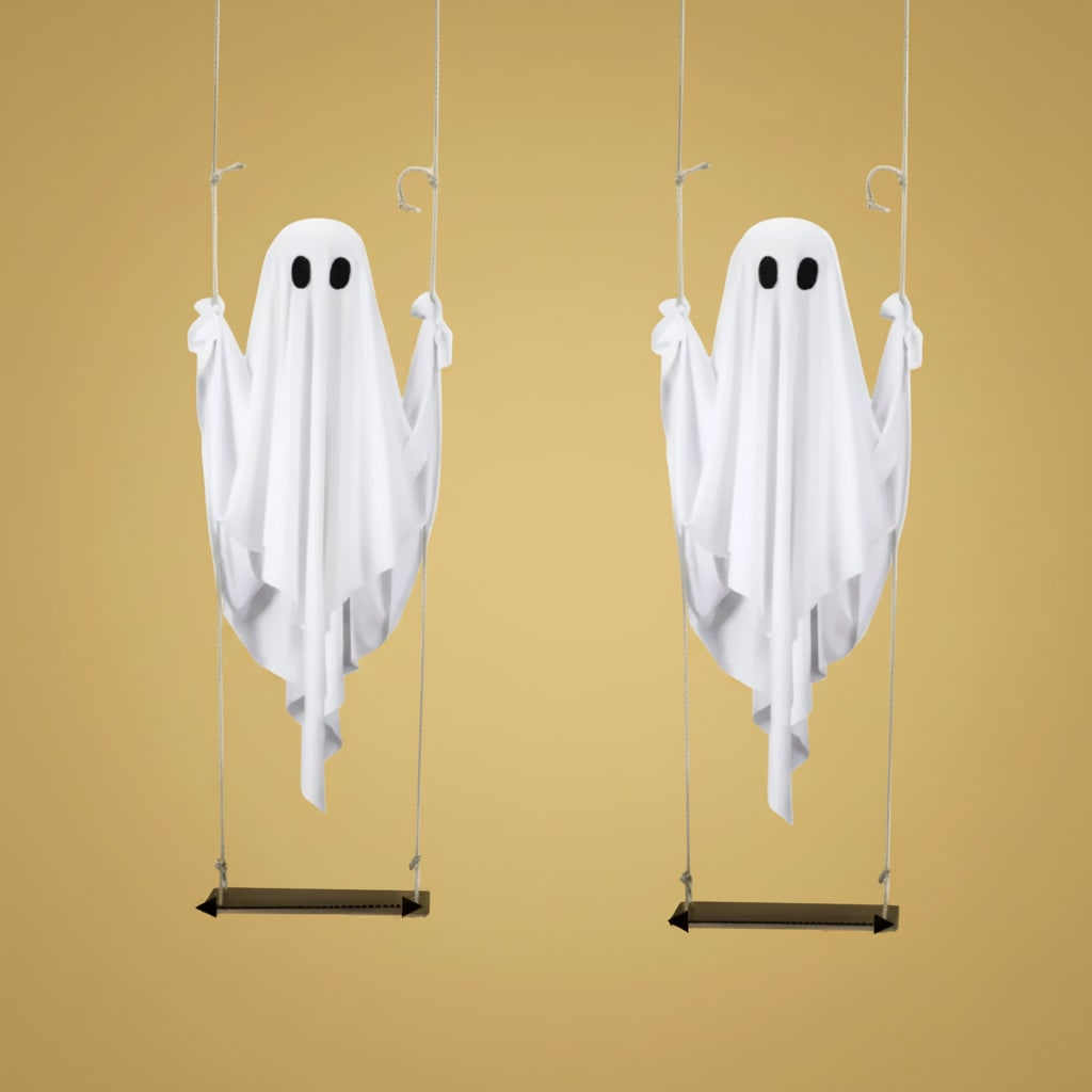 Illuminated Ghostly Swing Decoration for Outdoor Halloween Festivities