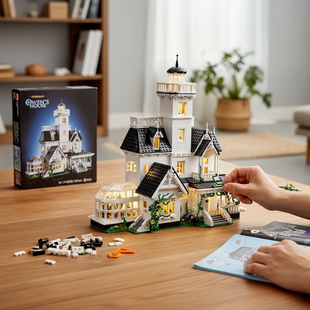 Illuminated Spooky Mansion Brick Building Kit