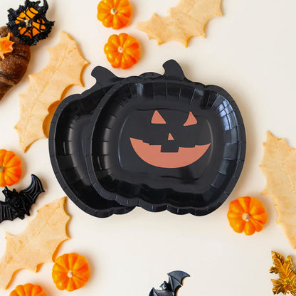 Festive Pumpkin-Themed Heavy Duty Disposable Plates for Halloween