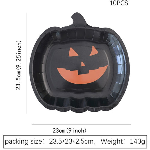 Festive Pumpkin-Themed Heavy Duty Disposable Plates for Halloween