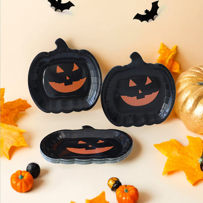 Festive Pumpkin-Themed Heavy Duty Disposable Plates for Halloween