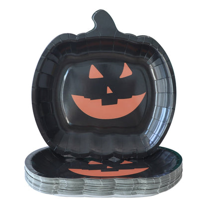 Festive Pumpkin-Themed Heavy Duty Disposable Plates for Halloween
