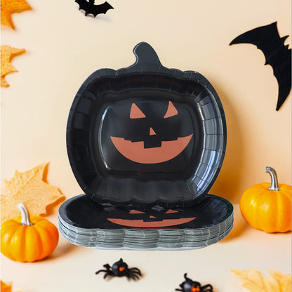 Festive Pumpkin-Themed Heavy Duty Disposable Plates for Halloween