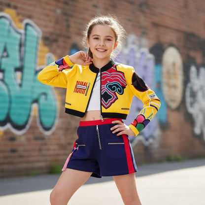 Vibrant Hip Hop Dance Outfit with Stylish Crop Top and Joggers