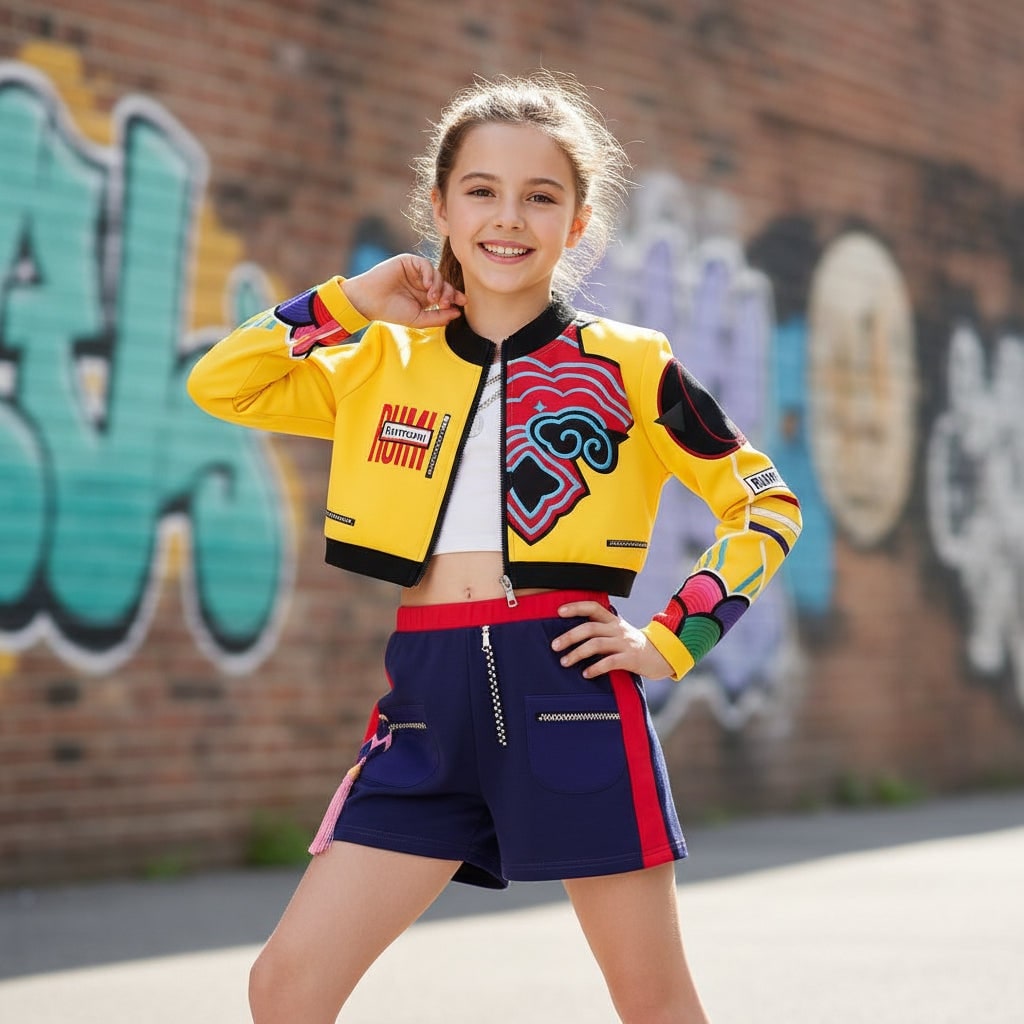 Vibrant Hip Hop Dance Outfit with Stylish Crop Top and Joggers
