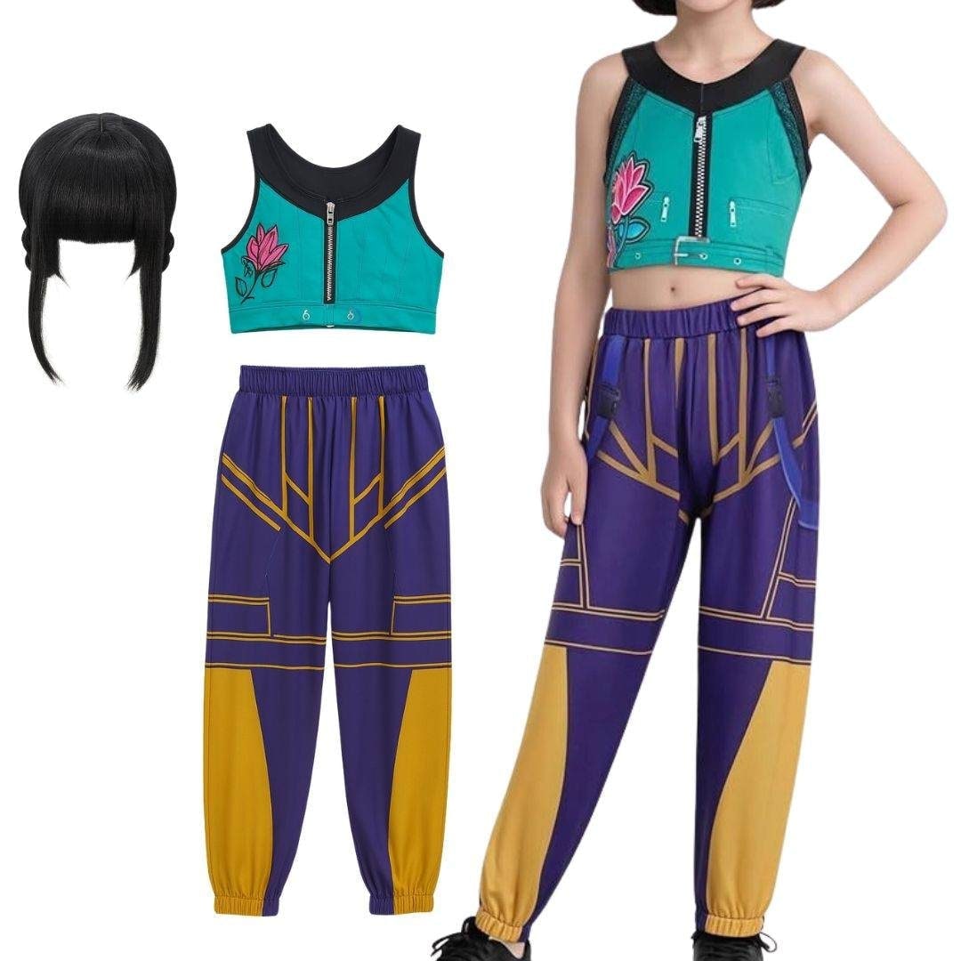 Vibrant Hip Hop Dance Outfit with Stylish Crop Top and Joggers