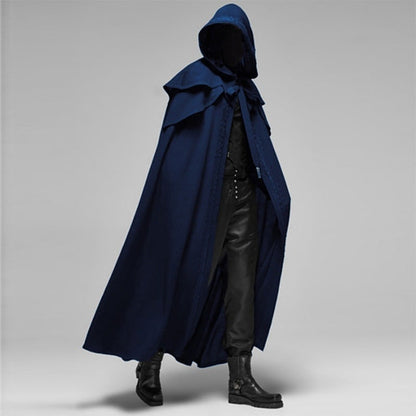 Gothic Hooded Cape with Elegant Trimming for Halloween Parties