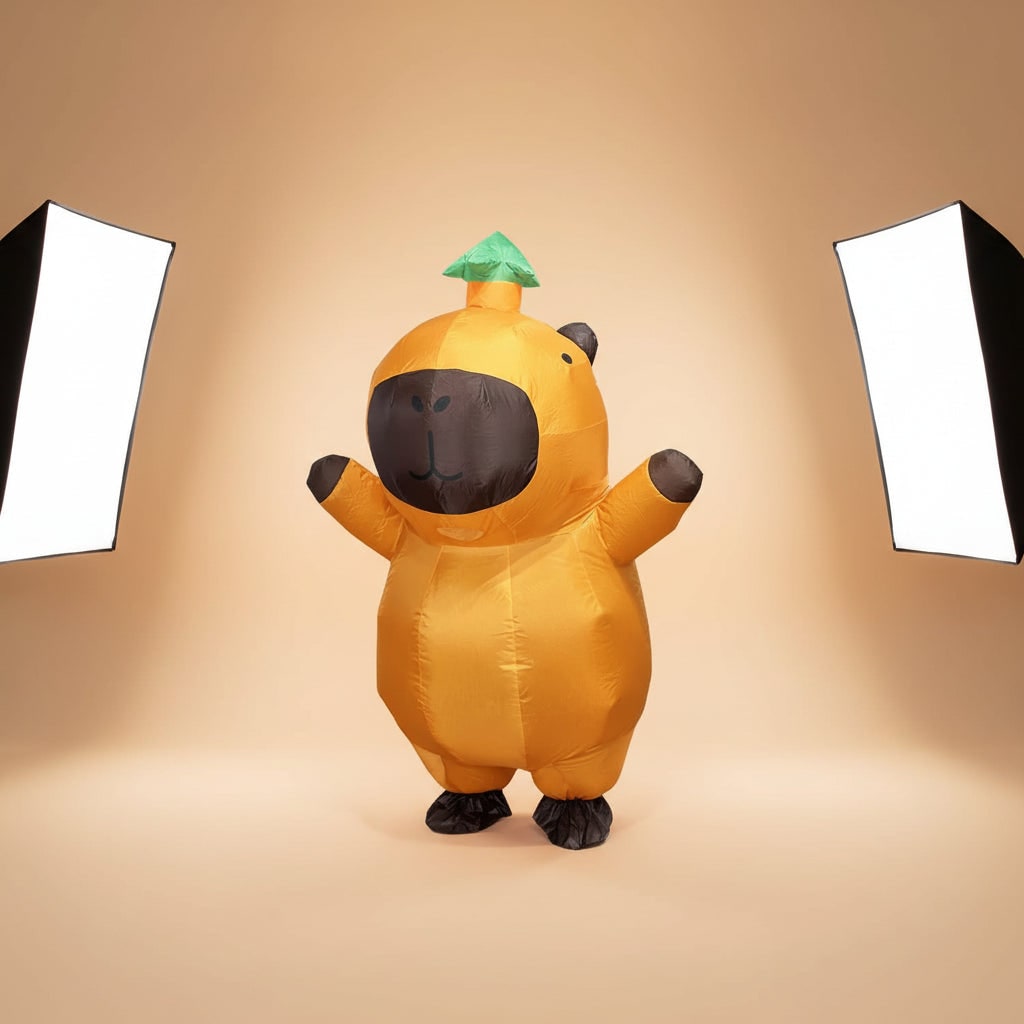 Inflatable Rodent Costume with Built-In Fan for Halloween Fun