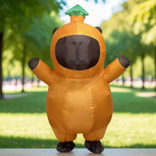 Giant Inflatable Rodent Suit with Leaf Accent and Fan