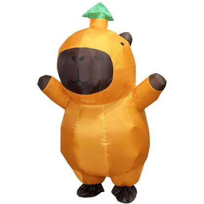 Giant Inflatable Rodent Suit with Leaf Accent and Fan