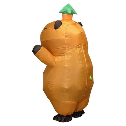 Giant Inflatable Rodent Suit with Leaf Accent and Fan