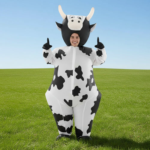 Giant Inflatable Cow Outfit with Open Face Hood and Hoof Covers