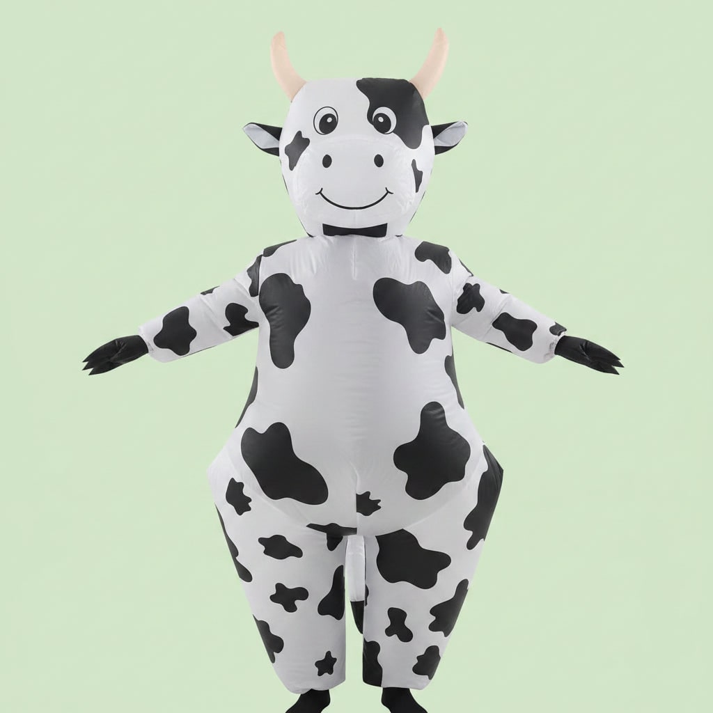 Giant Inflatable Cow Outfit with Open Face Hood and Hoof Covers