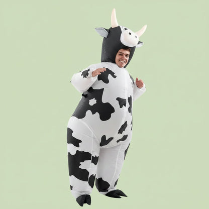 Giant Inflatable Cow Outfit with Open Face Hood and Hoof Covers