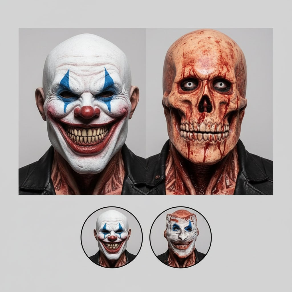 Dual-Layer Halloween Mask: Creepy Clown & Skull Reveal