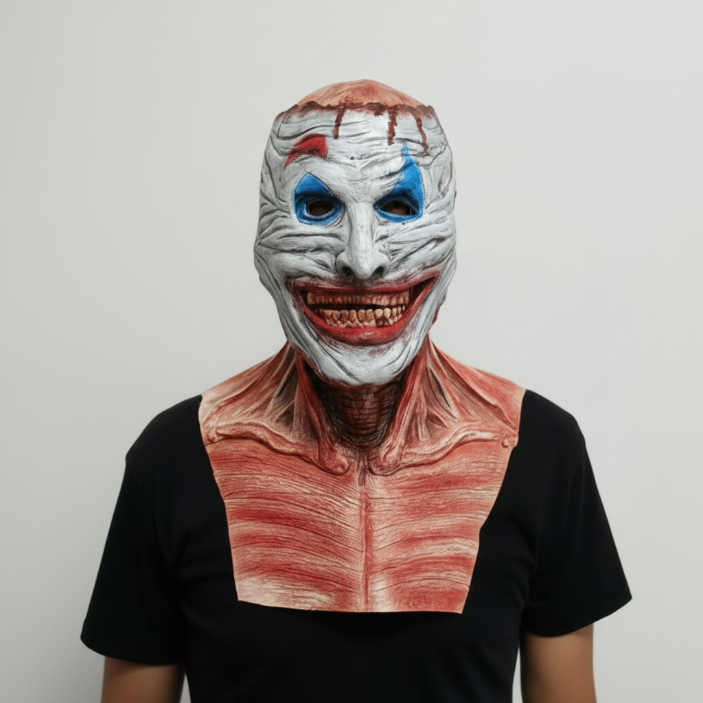 Dual-Layer Halloween Mask: Creepy Clown & Skull Reveal