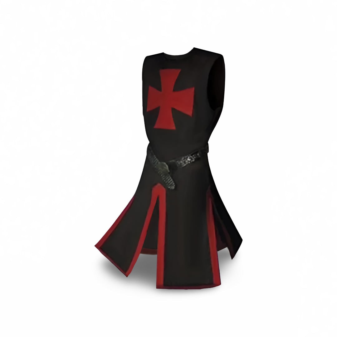 Authentic Knightly Costume Tunic with Hood and Templar Emblem