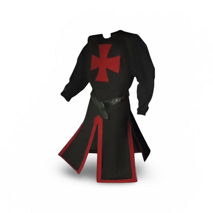 Authentic Knightly Costume Tunic with Hood and Templar Emblem
