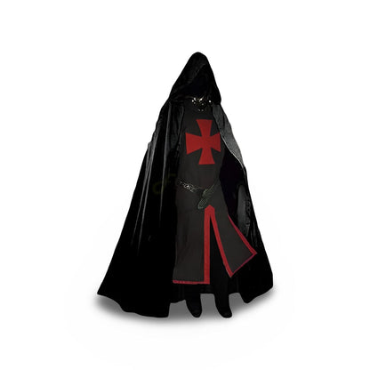 Authentic Knightly Costume Tunic with Hood and Templar Emblem