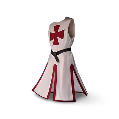 Authentic Knightly Costume Tunic with Hood and Templar Emblem
