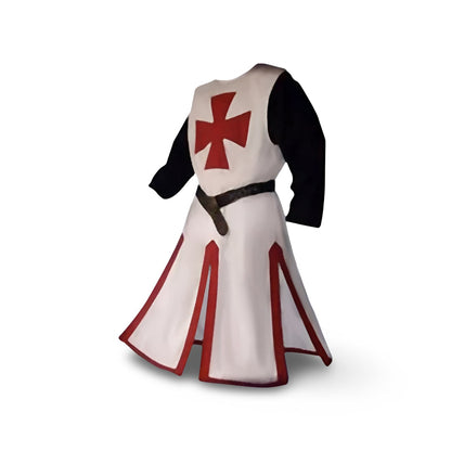 Authentic Knightly Costume Tunic with Hood and Templar Emblem