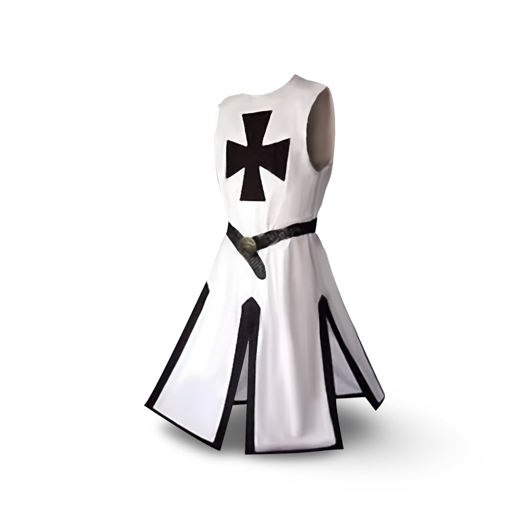 Authentic Knightly Costume Tunic with Hood and Templar Emblem