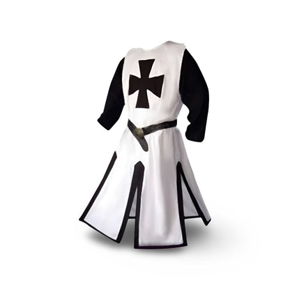 Authentic Knightly Costume Tunic with Hood and Templar Emblem