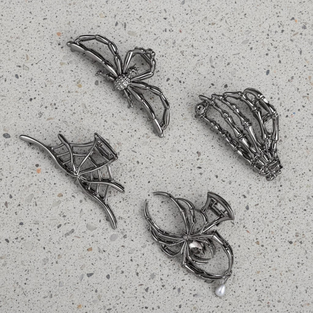 Spooktacular Metal Hair Clips with Halloween-Themed Designs