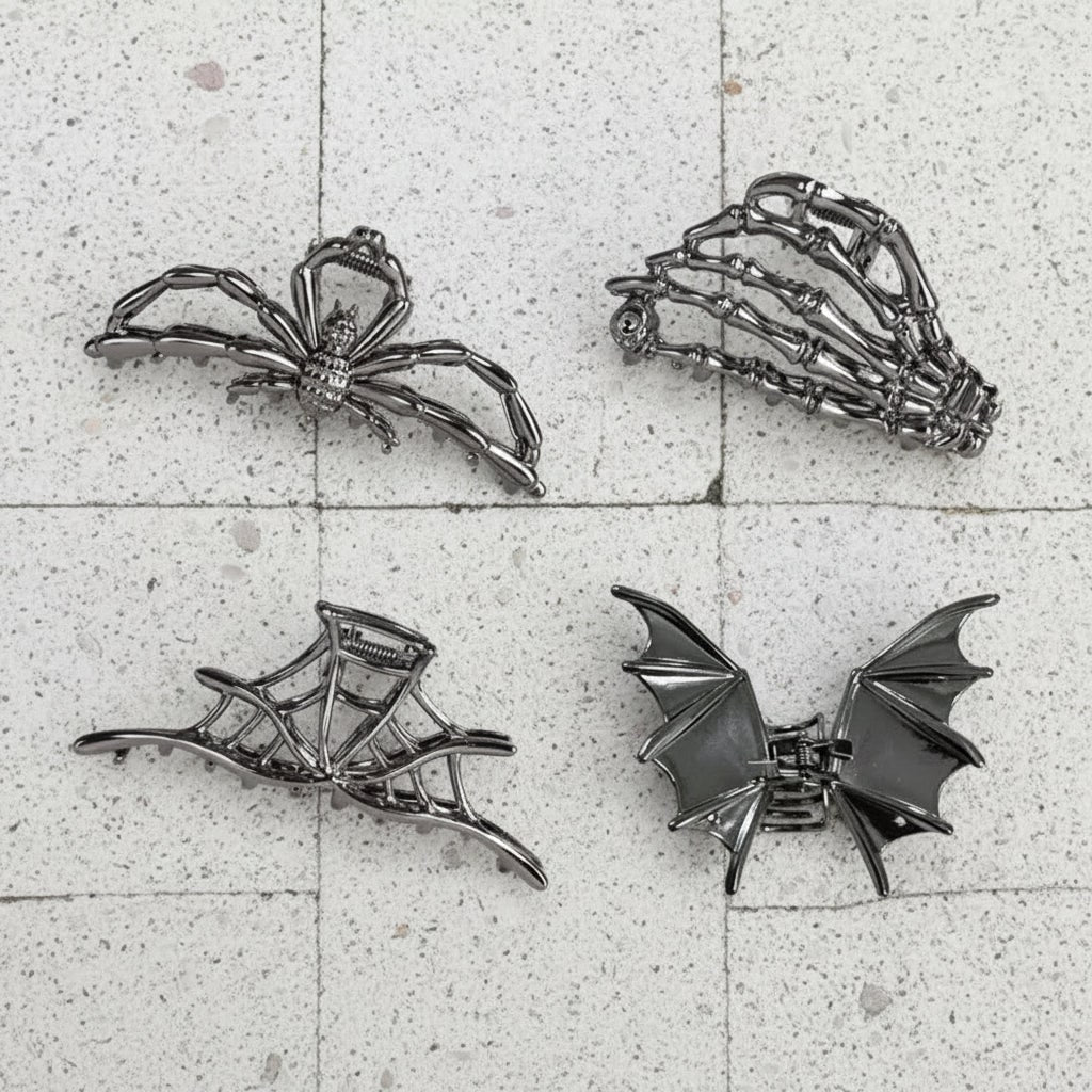 Spooktacular Metal Hair Clips with Halloween-Themed Designs