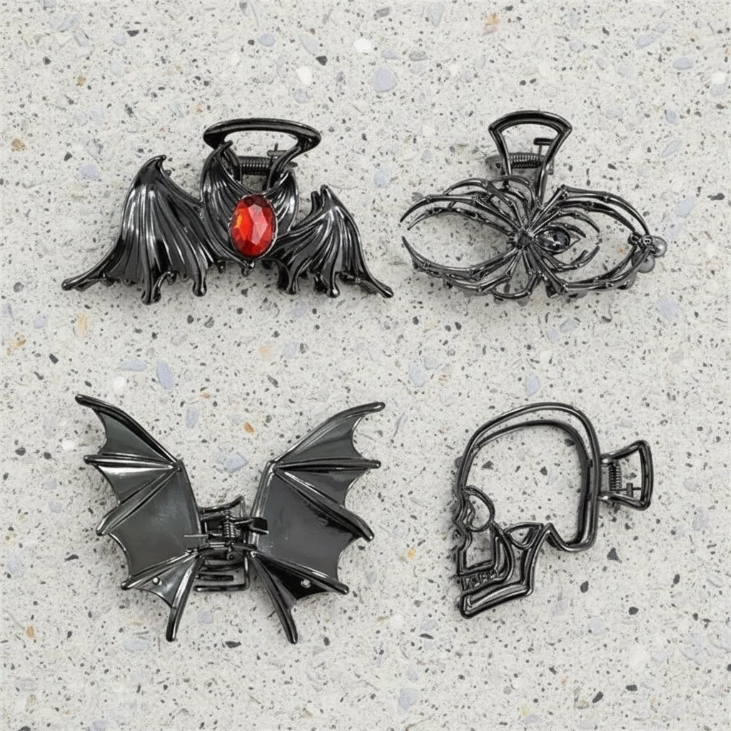 Spooktacular Metal Hair Clips with Halloween-Themed Designs