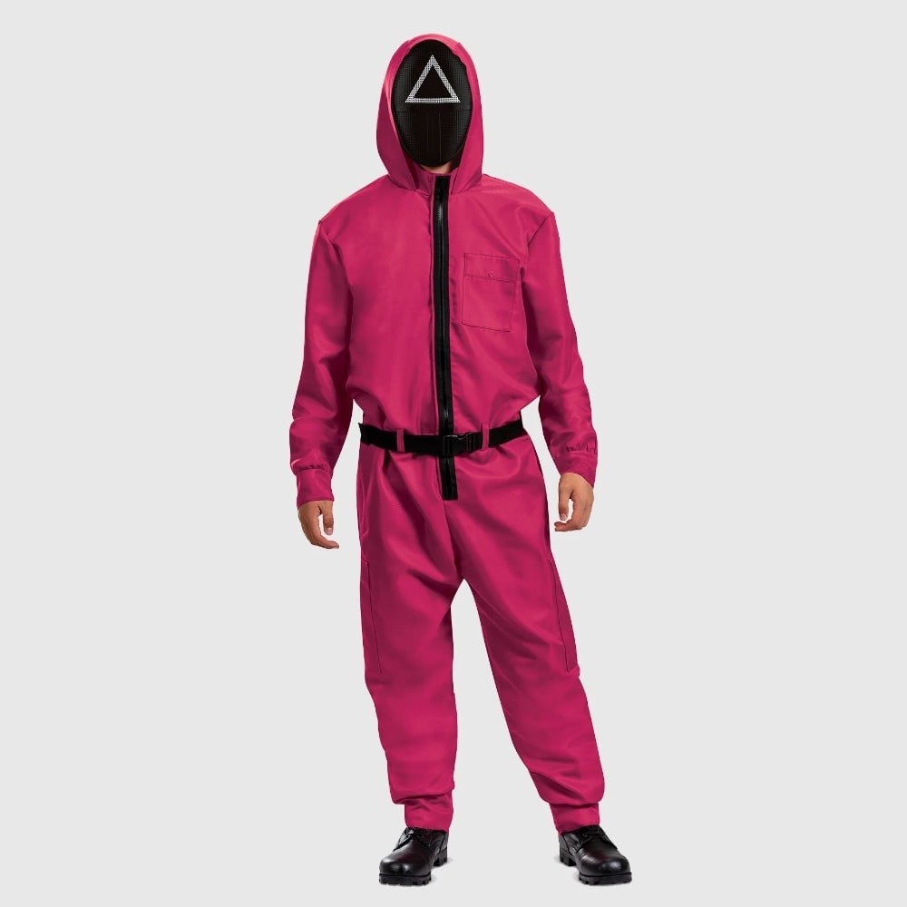 Vibrant Pink Costume Jumpsuit Set with Mask & Belt