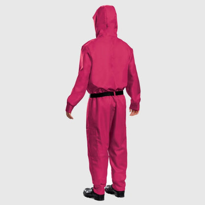Vibrant Pink Costume Jumpsuit Set with Mask & Belt