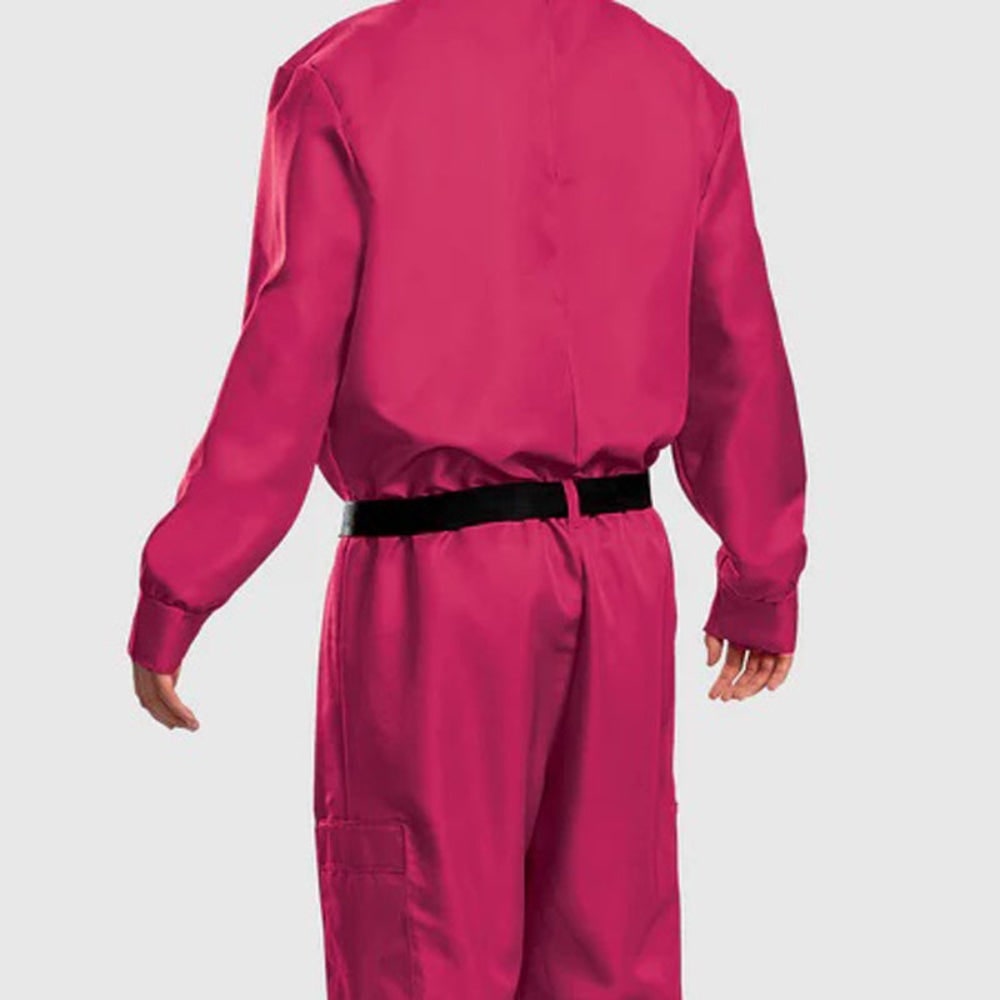 Vibrant Pink Costume Jumpsuit Set with Mask & Belt