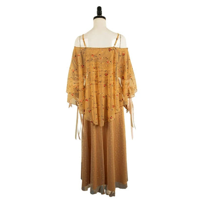 Enchanting Plus Size Medieval Gown with Embroidered Details and Tulle Overlay
