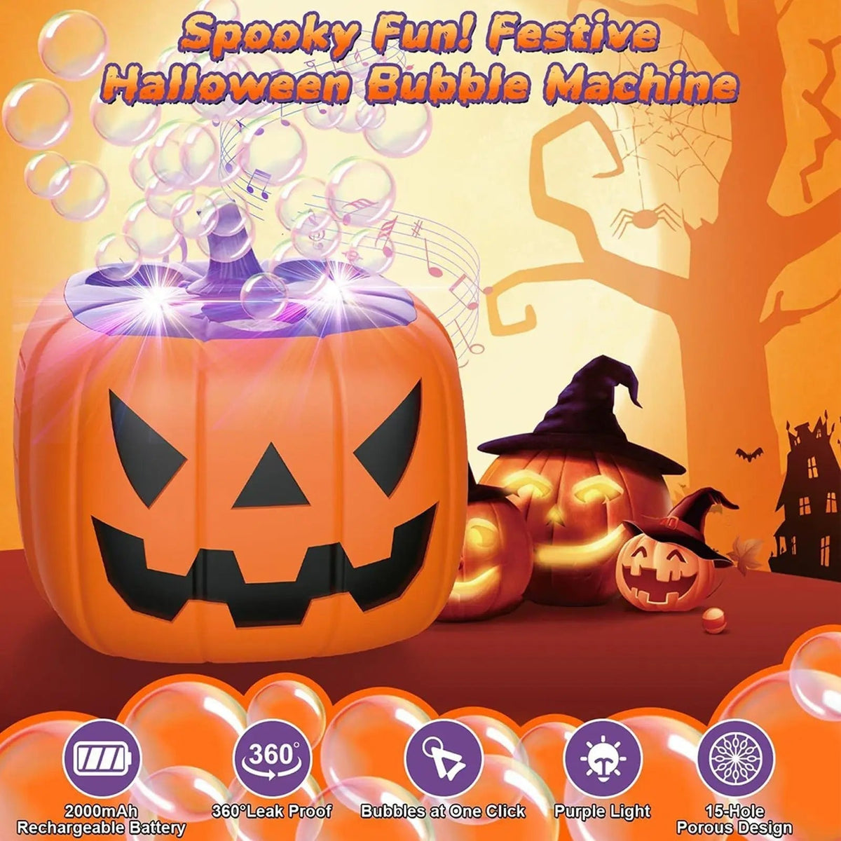 Enchanting Pumpkin Bubble Blaster with LED Lights for Festive Occasions